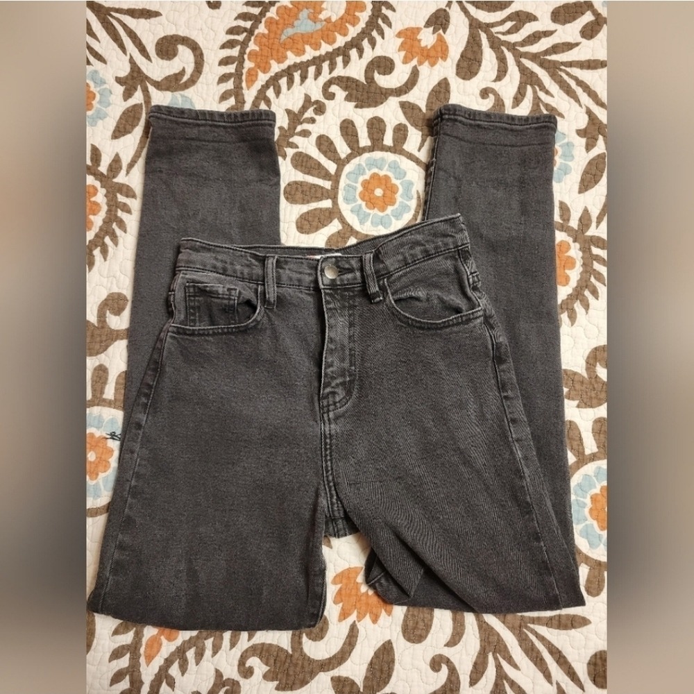 Vibe & Rant Dark Wash Distressed Y2K black womens size 3 W26 Knees Distressed